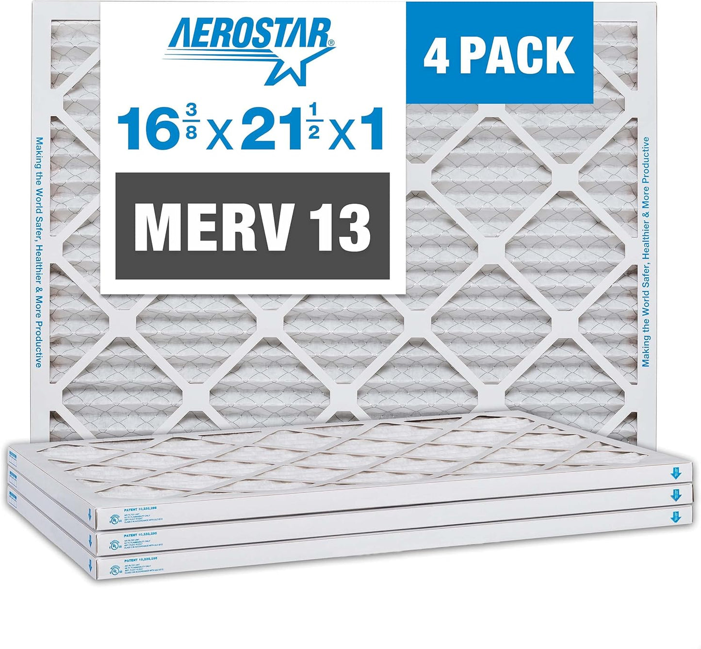 Aerostar MERV 13 Pleated Air Filter 4 Pack - Cleaner Air Guaranteed!