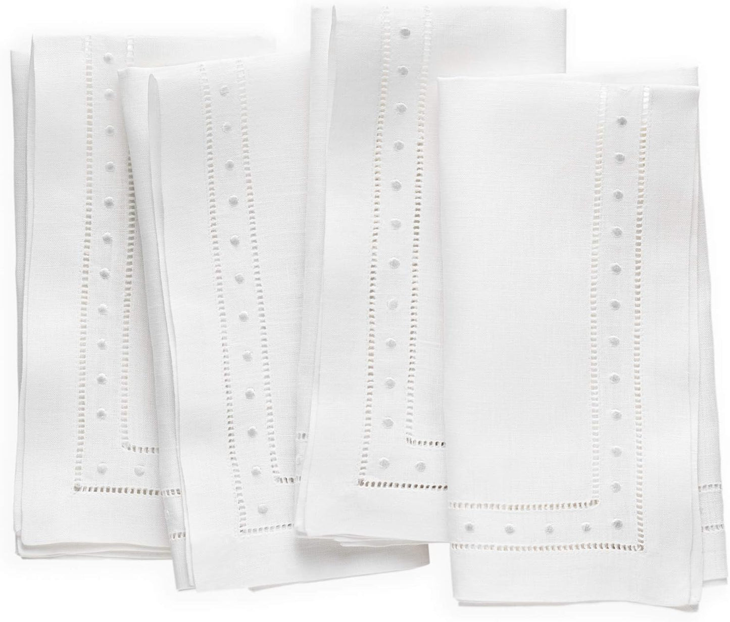 Linen Napkins Set of 4 - 100% Flax Linen White Dinner Napkins