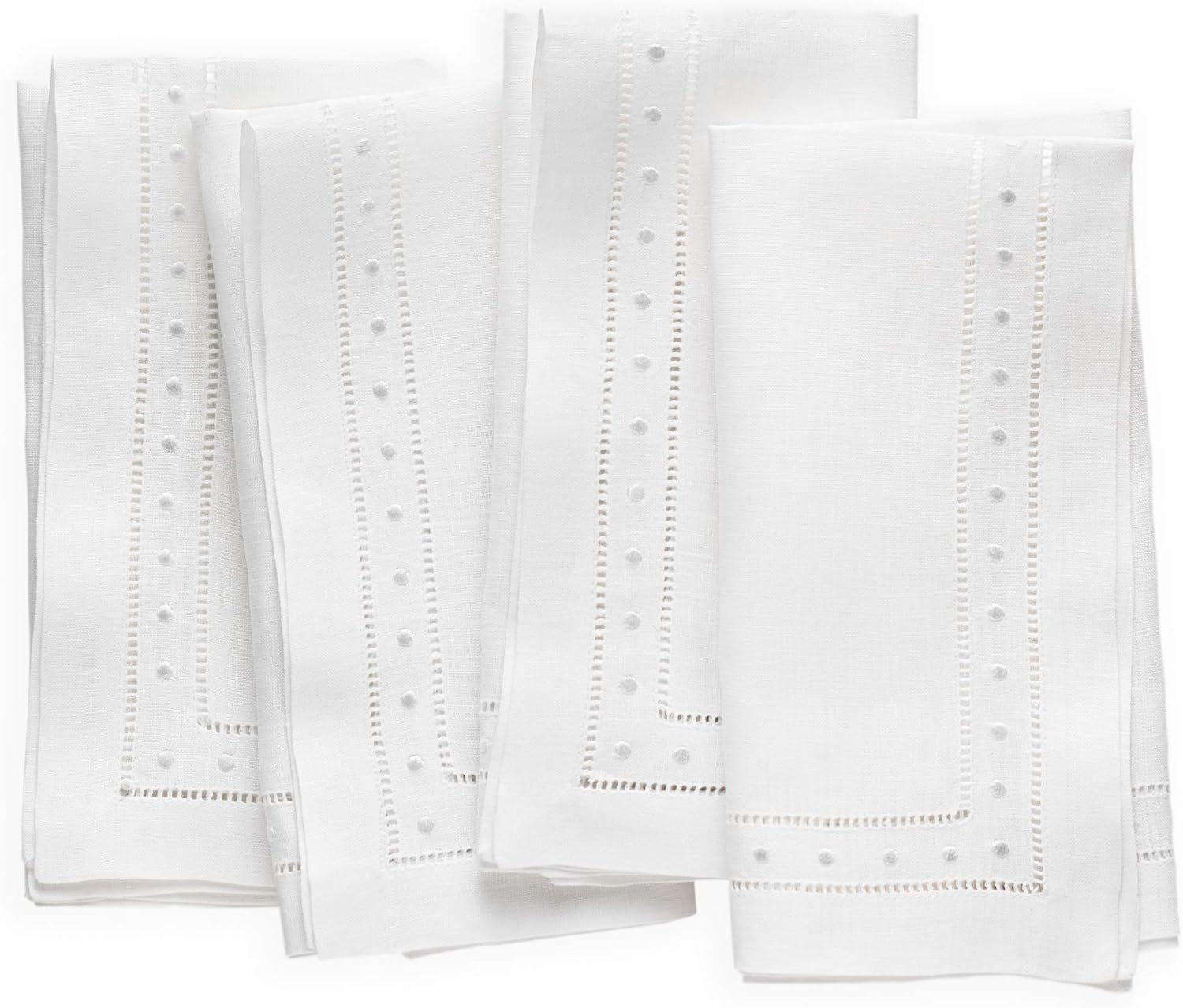 Linen Napkins Set of 4 - 100% Flax Linen White Dinner Napkins