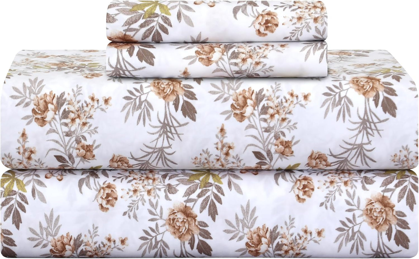 Feather & Stitch Printed 500 TC Queen Size Damask Bed Sheet Set