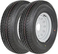 ST225/75R15 Radial Trailer Tire with 15ft White Wheel - 2PK - Load E