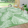 Pauwer Waterproof Outdoor Rug 8x10 - Reversible Leaf Green Patio Mat