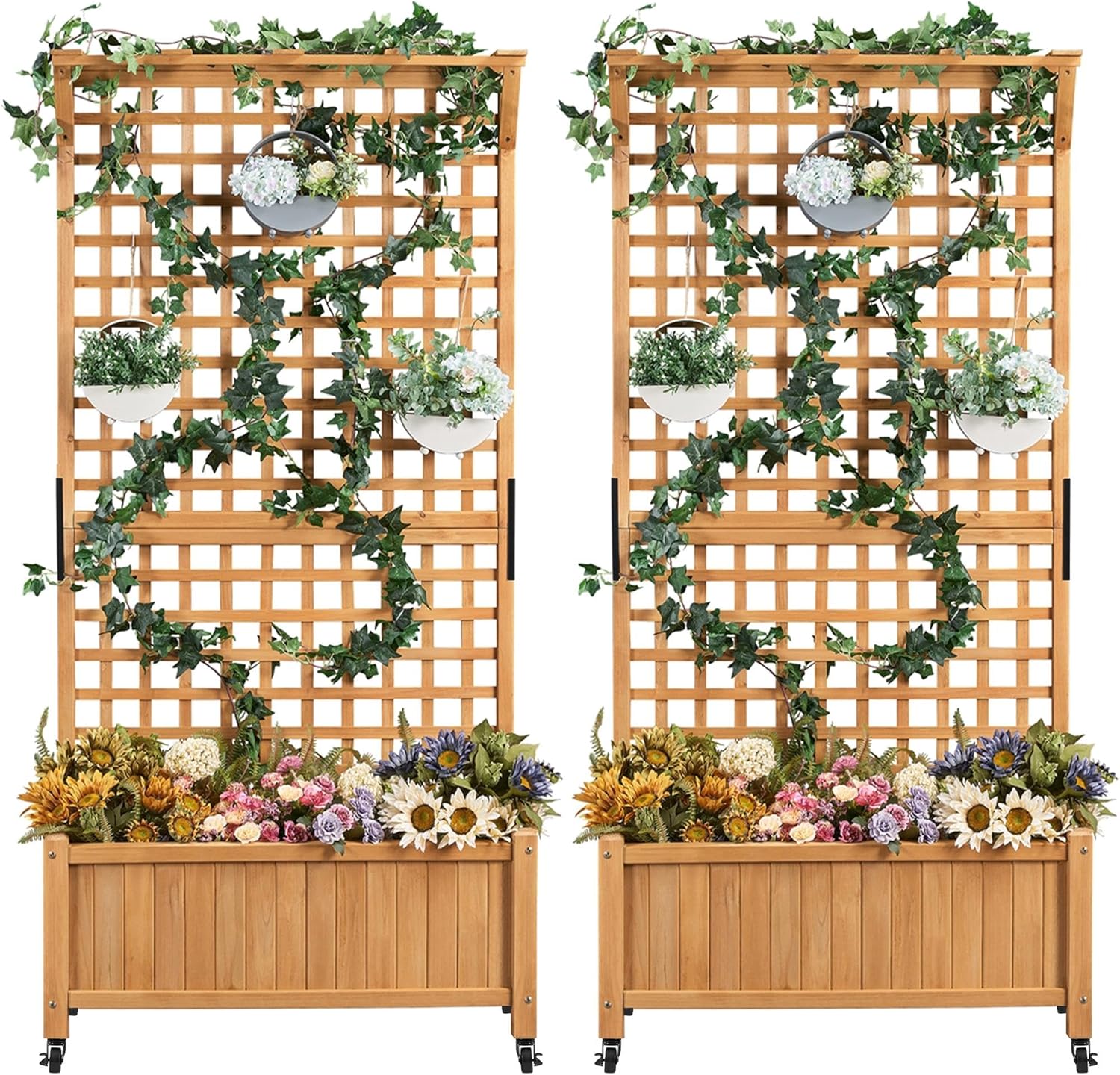 Yaheetech 72in Garden Planter with Trellis for Climbing Plants
