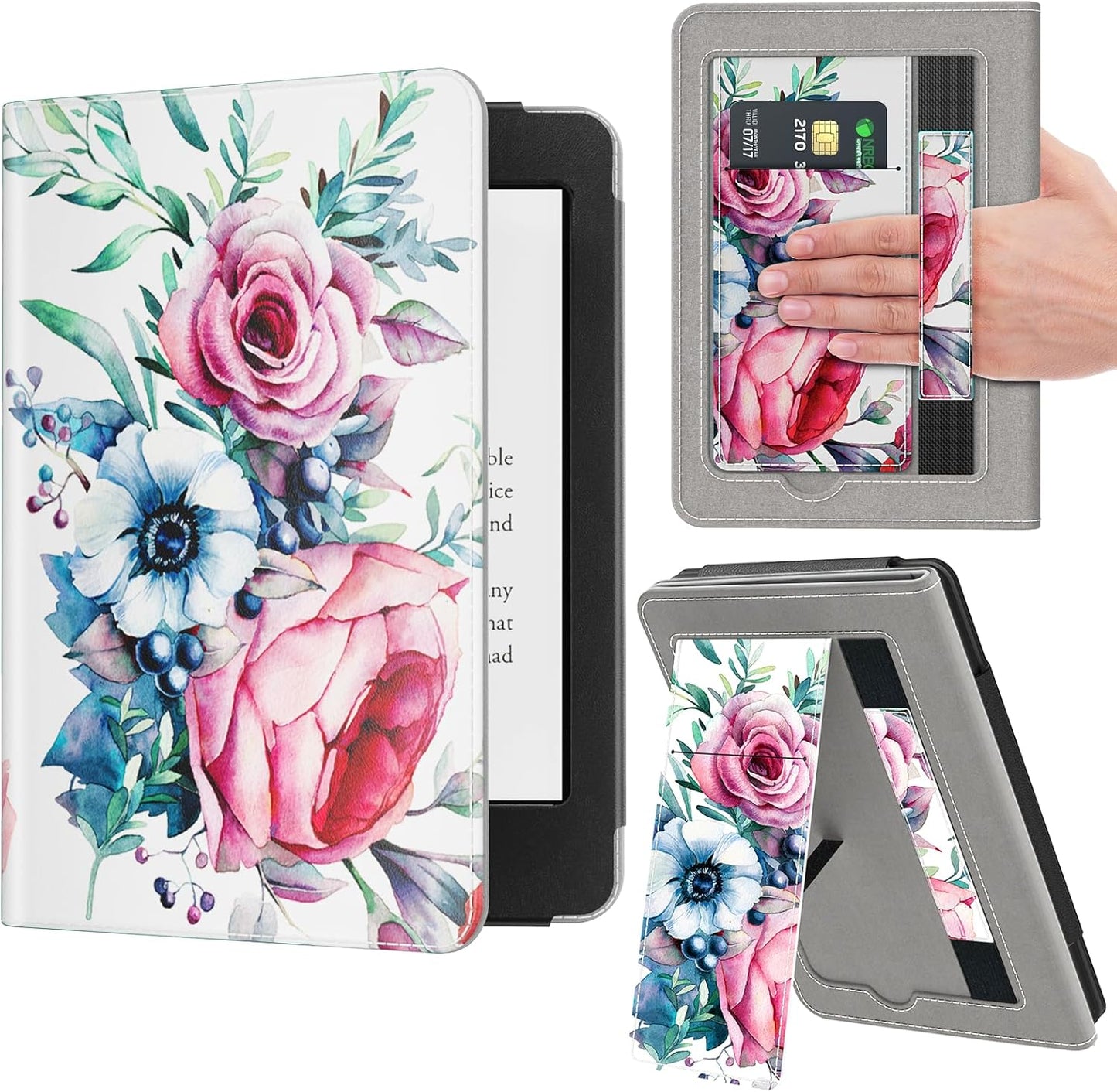 VORI Stand Case for 7in Kindle Paperwhite with Floral Design