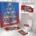 Christmas Bathroom Set - Festive 4Pcs with Non-Slip Rugs & Decor