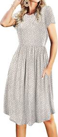 Simier Fariry Womens Summer Pocket Knee Length Casual Dress Modest
