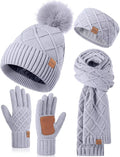 Womens Winter Hat Gloves Scarf Headband Set - Cozy 4-in-1 Winter Kit 3