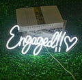 Engaged Neon Sign White LED Heart Wall Light - Dimmable Decor