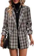 Plaid Houndstooth Blazer Jacket - Tailored Business Casual Fit Mina