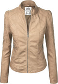 Made By Johnny Faux Leather Zip Up Moto Biker Jacket - Lightweight Due