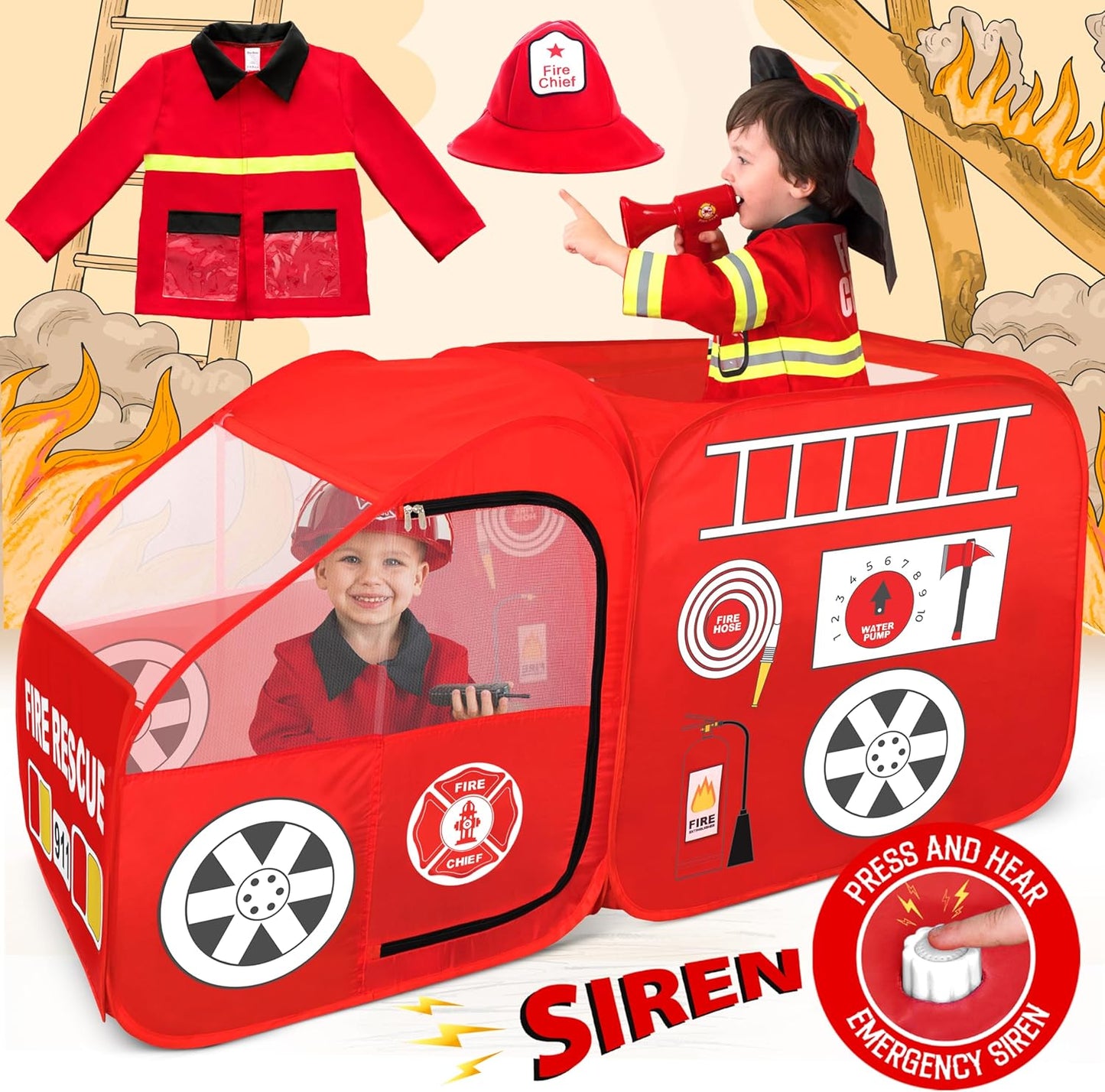 Ultimate Fire Truck Play Tent for Ages 1-5