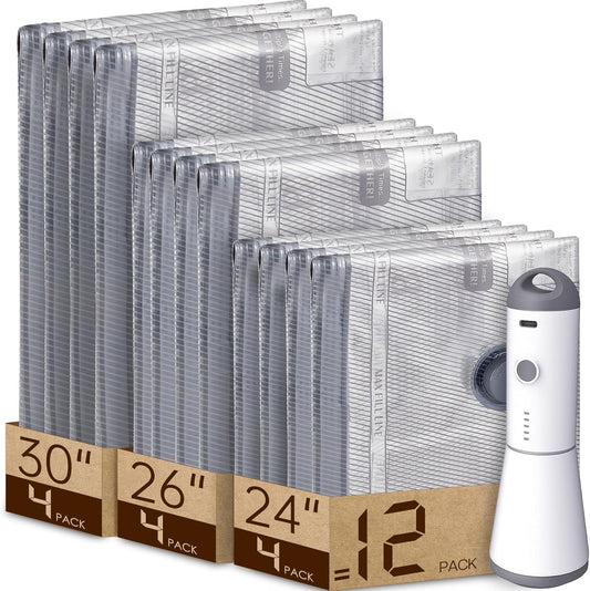 12 Pack Vacuum Bags for Travel with Rechargeable Air Pump