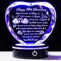 30th Anniversary Crystal Heart Keepsake - Romantic Laser Engraved Gift