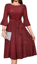 HomRain Women's Church Dress Vintage Bell Sleeve Midi - Elegant Fit