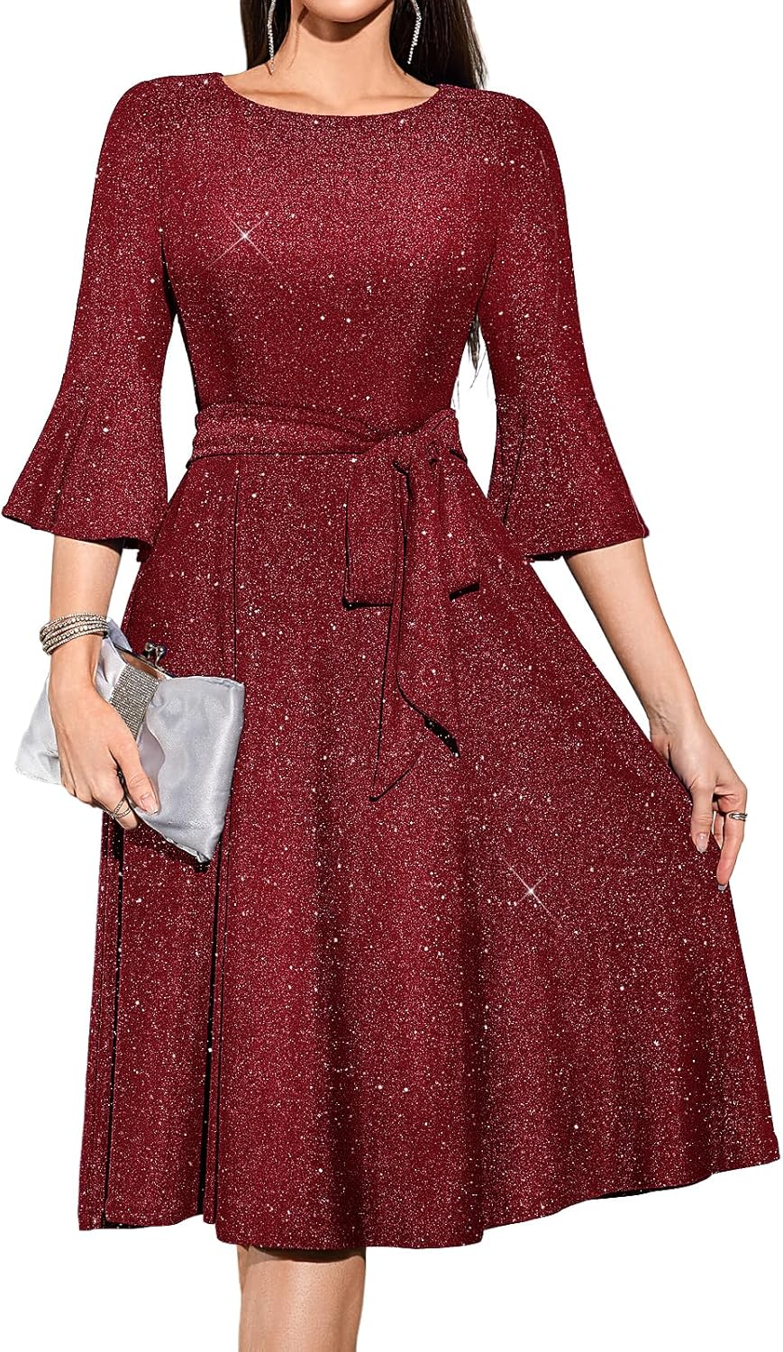 Vintage Evening Dress for Women: Chic Bell Sleeve Design