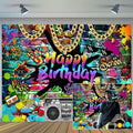 Hip Hop Birthday Backdrop 10 x 8 ft - Retro 80s 90s Photo Background