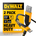 DEWALT Heavy Duty 2-Pack Durable iPhone Charger Cord - 4ft Lightning