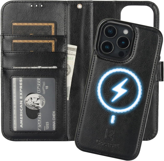 Bocasal iPhone 16 Pro Max Wallet Case with RFID Protection