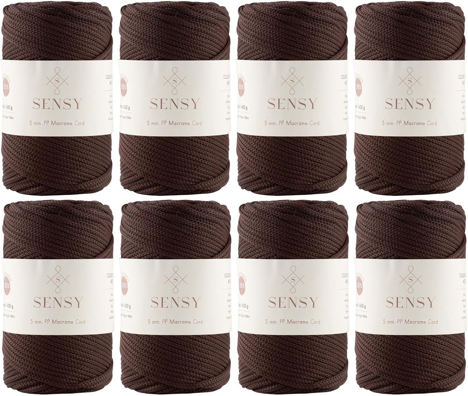 8 Skeins of Sensy Premium 5mm Polyester Rope for Crafting