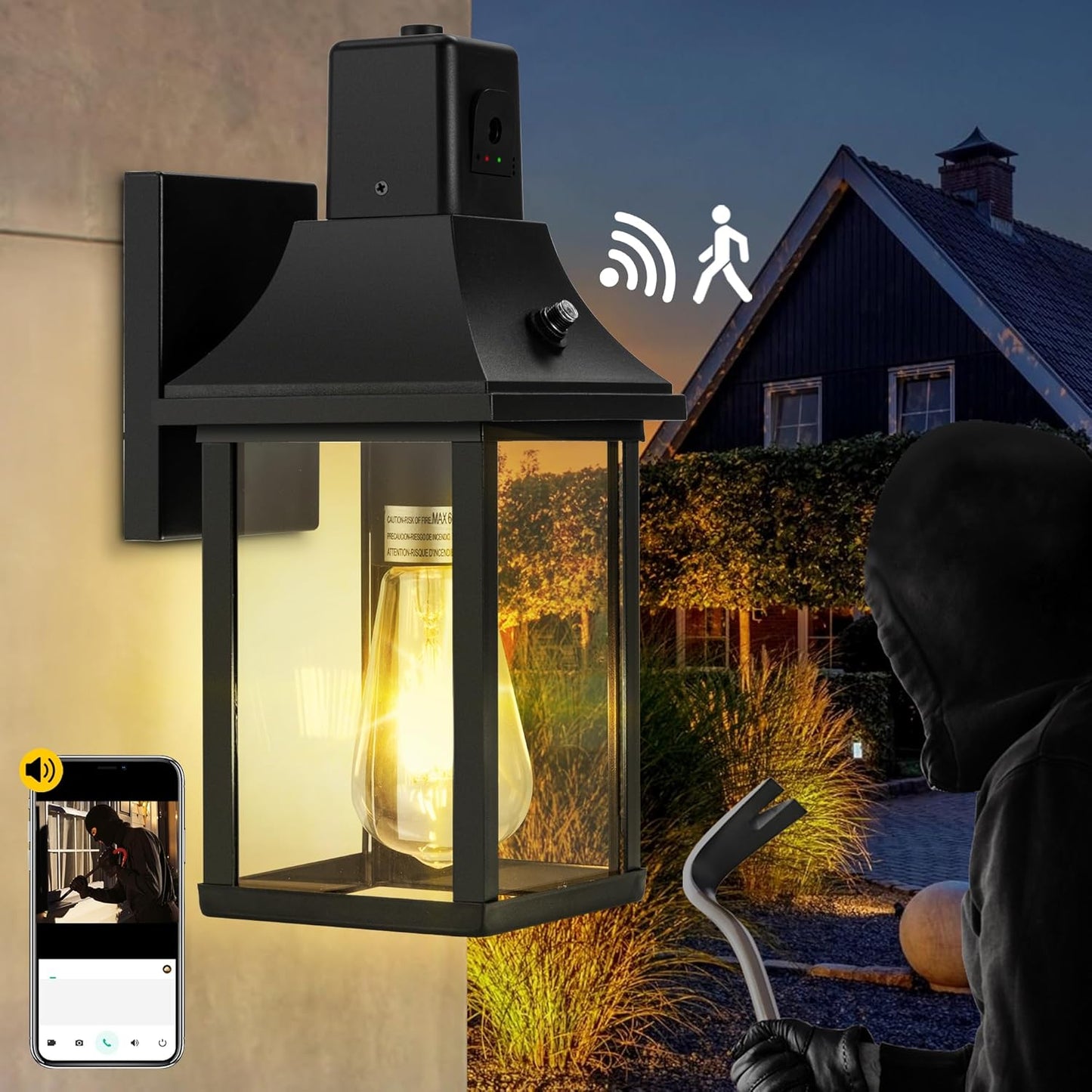 HIHUOS Porch Light with Security Camera for Outdoor Safety