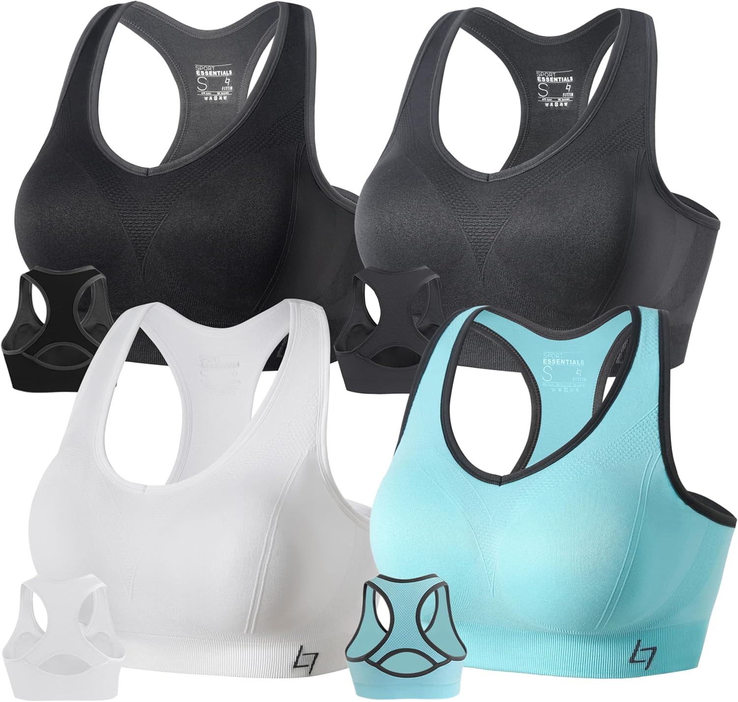 FITTIN Racerback Sports Bras for Women - Seamless Comfort & Support