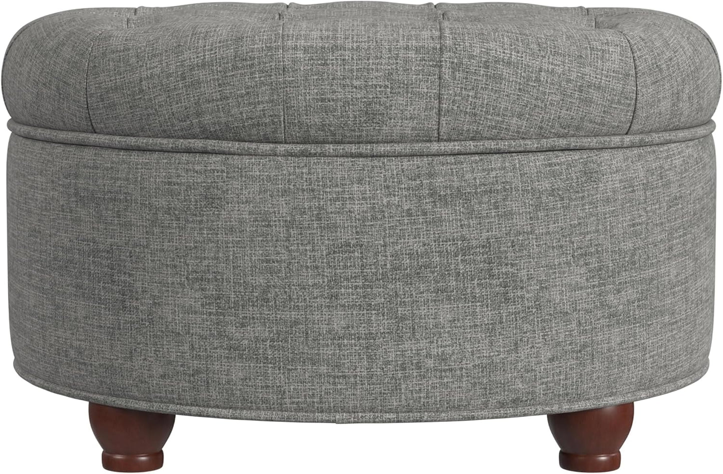 HomePop Button Tufted Woven Round Storage Ottoman for Living Room