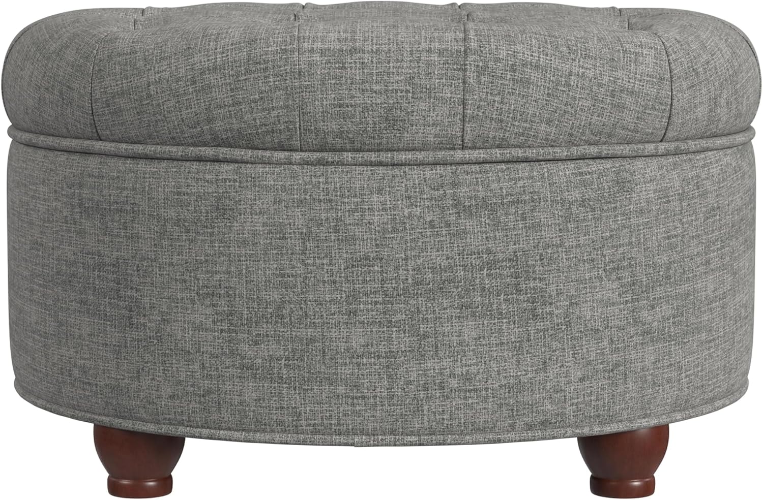 HomePop Button Tufted Woven Round Storage Ottoman for Living Room
