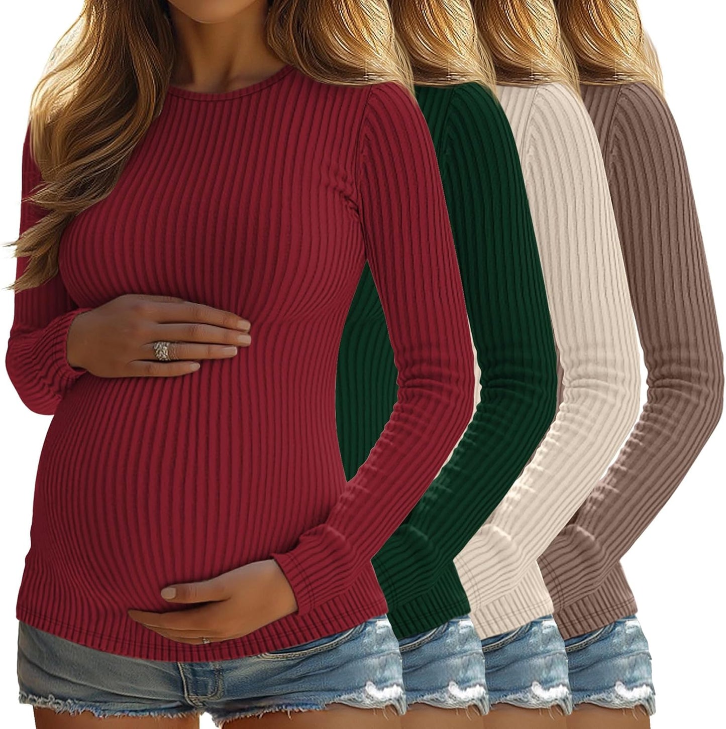 4 Pack Womens Maternity Shirts Long Sleeve Casual Tops