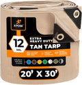 Heavy Duty Tan Poly Tarp 20ft x 30ft - Durable Waterproof Cover