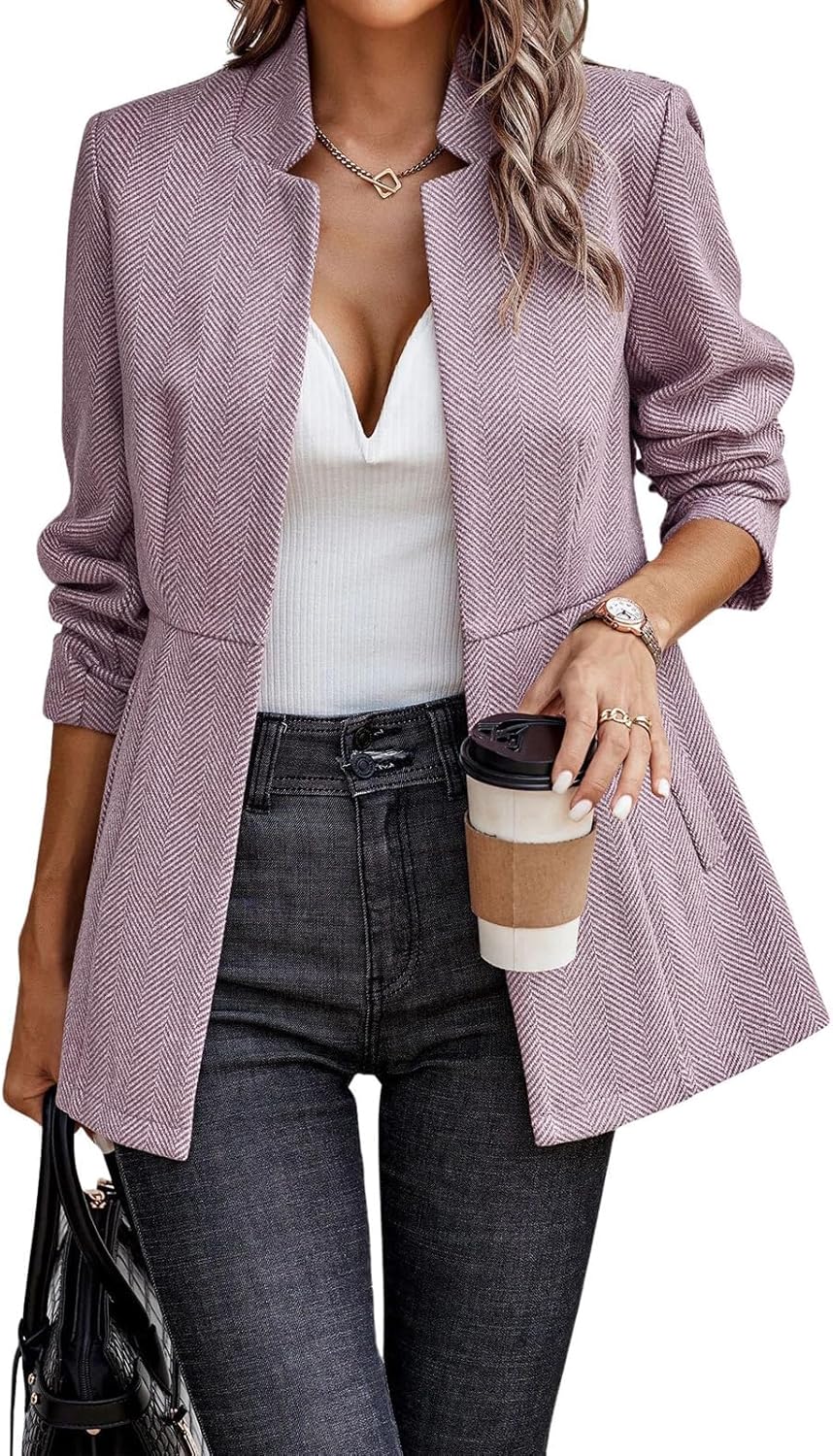 Chouyatou Women's Casual Business Open Front Blazer Jacket