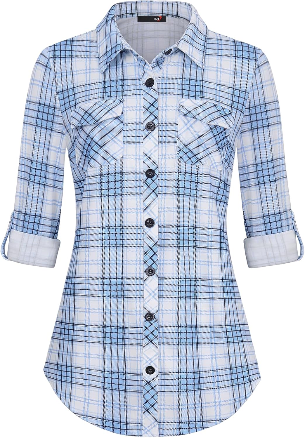 DJT Womens Soft Stretchy Knit Plaid Shirts for Every Occasion