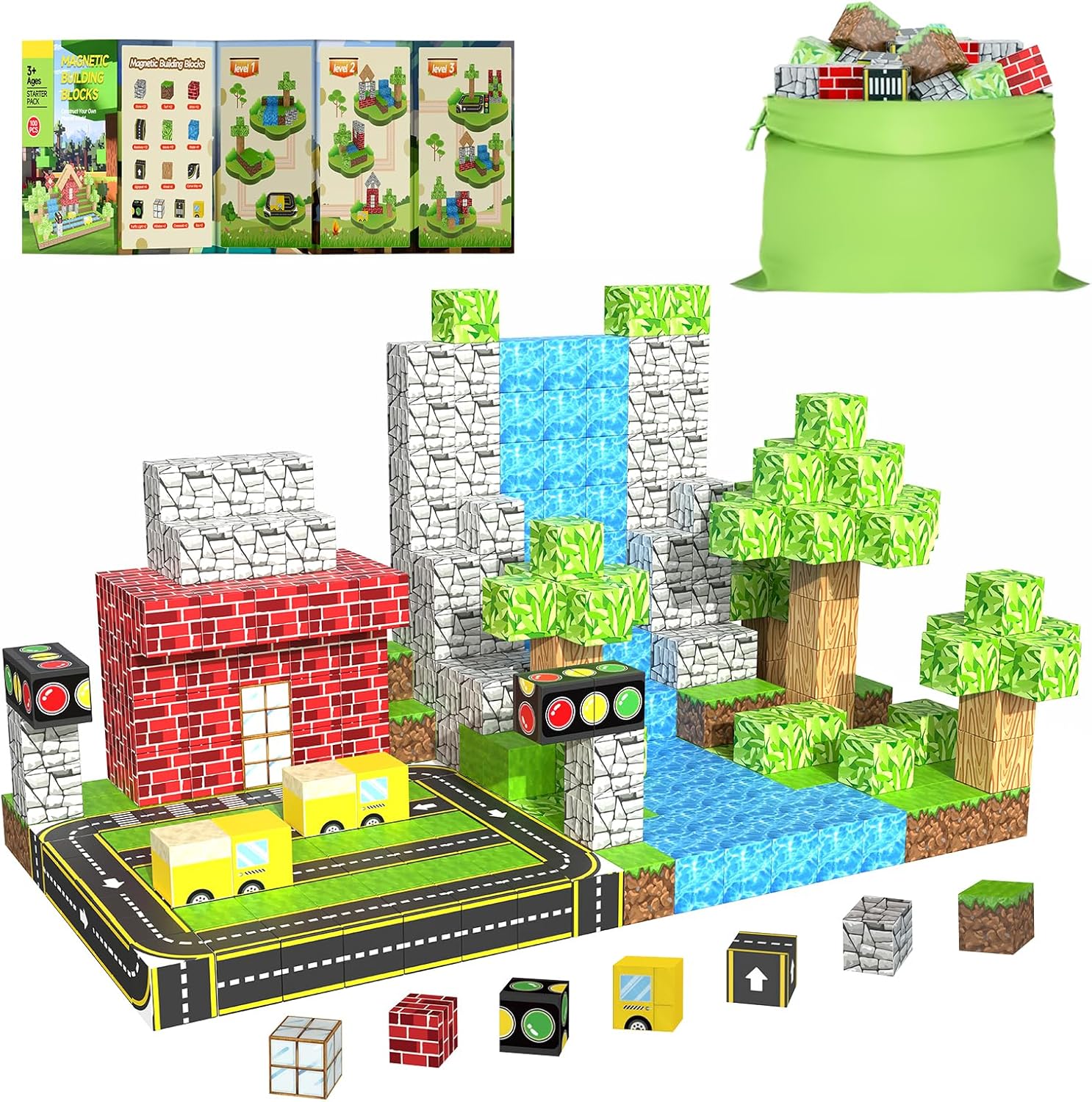 100PCS Magnetic Building Blocks for Kids Ages 4-8 - Fun Learning