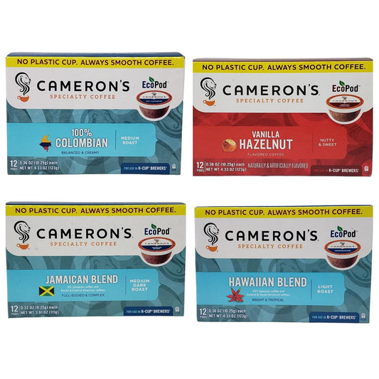 Cameron's Specialty Coffee Pods Variety Pack - 48 Pods - Delicious Flavors - Allergen & Gluten Free