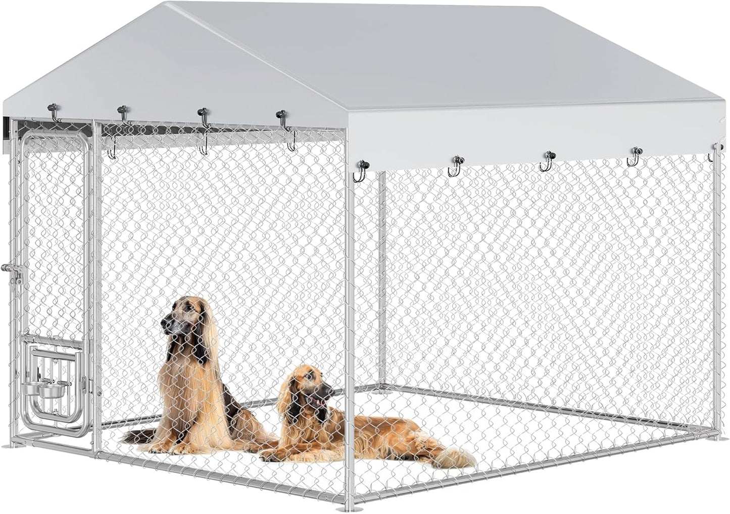 YITAHOME Outdoor Dog Kennel with Rotating Feeder Bowls