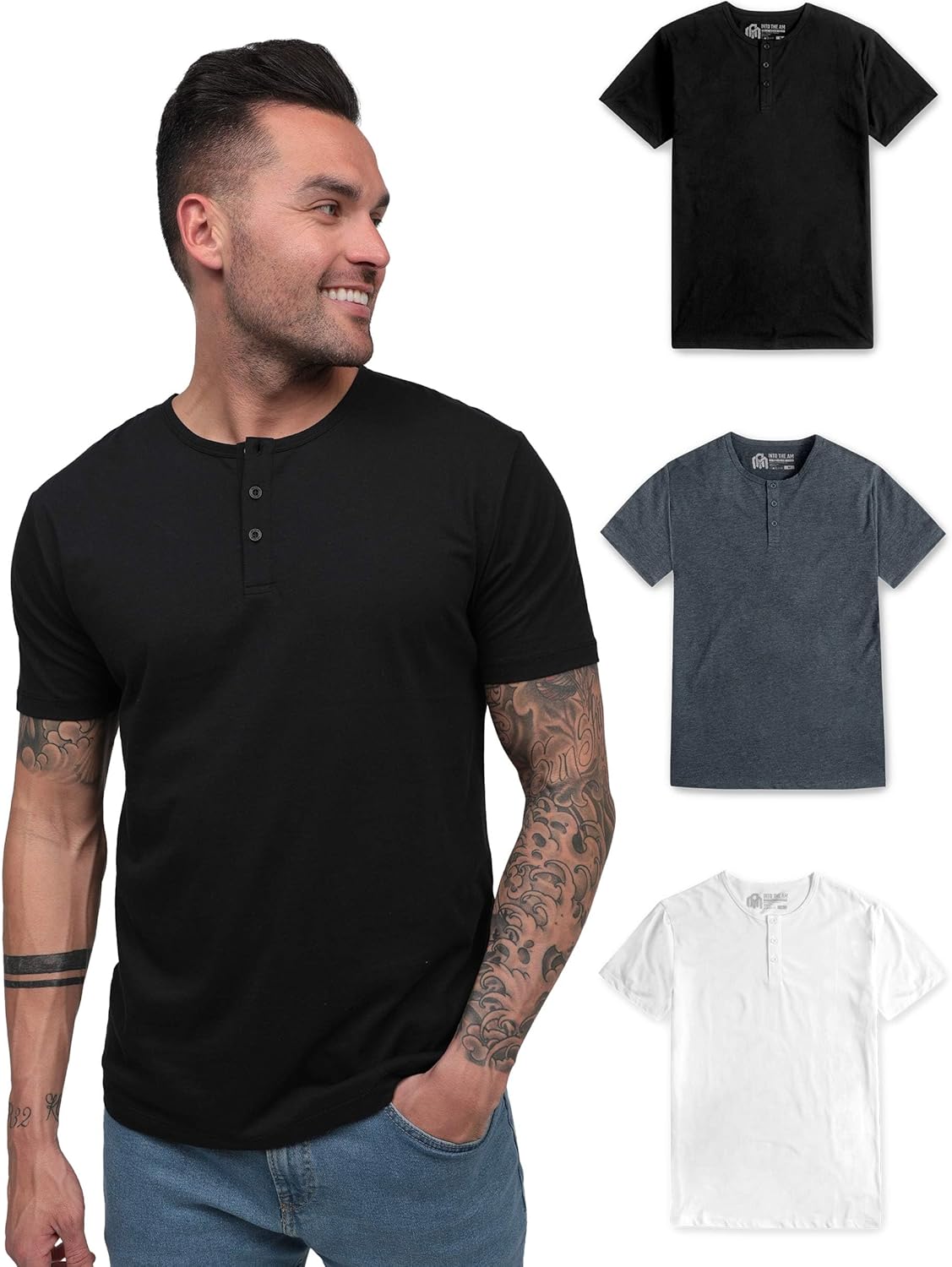 Premium Henley Shirts for Men - Casual Short Sleeve T-Shirt