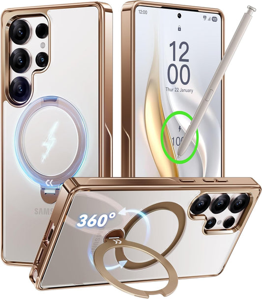 CASEKOO Titanium Gold 360 Spin Magnetic Stand for S25 Ultra