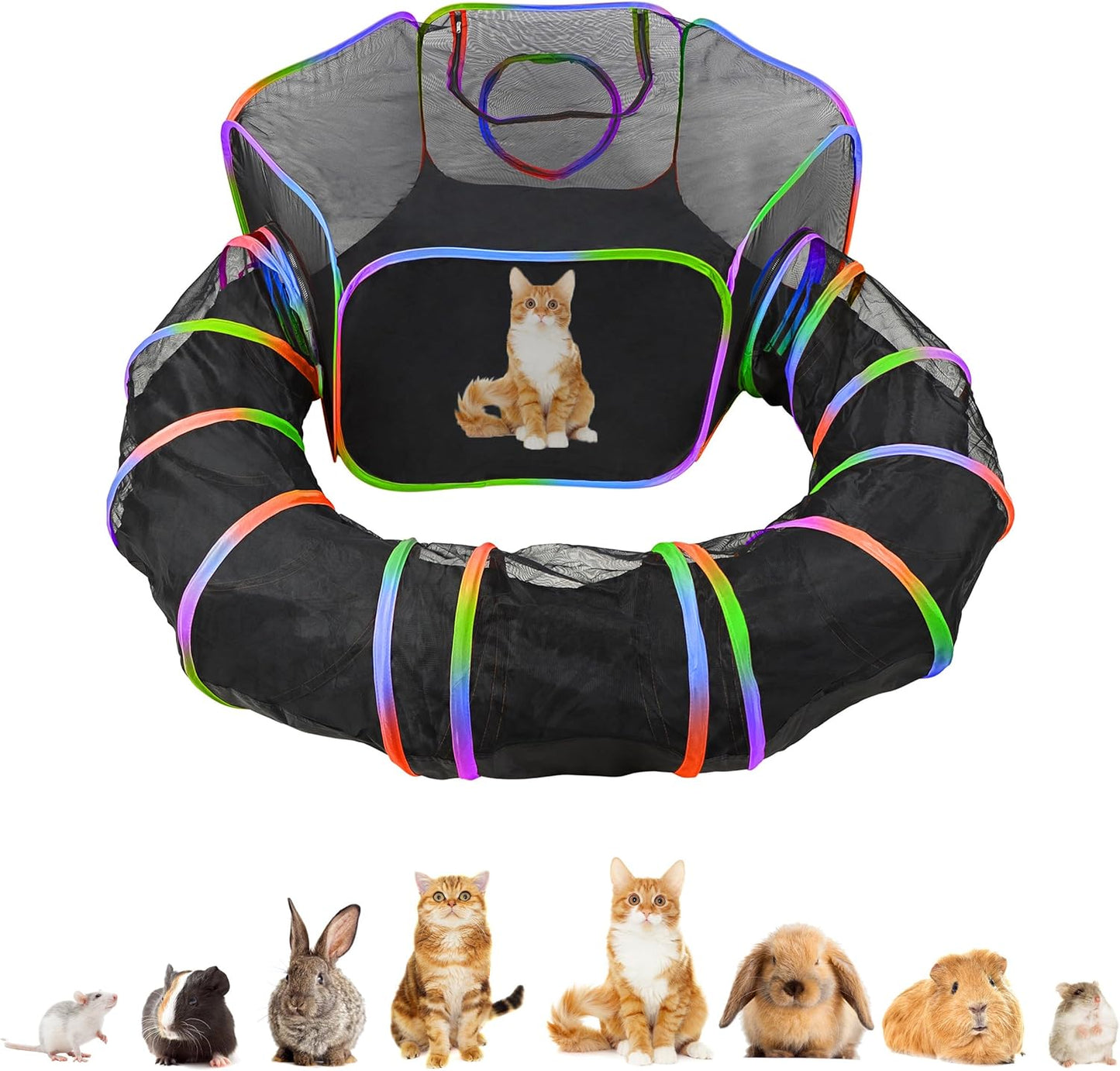 Portable Rainbow Pet Playpen - Indoor/Outdoor Fun!