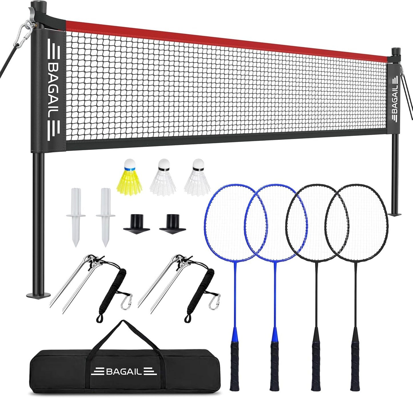 BAGAIL Outdoor Badminton Net Set with Anti-Sag Winch System
