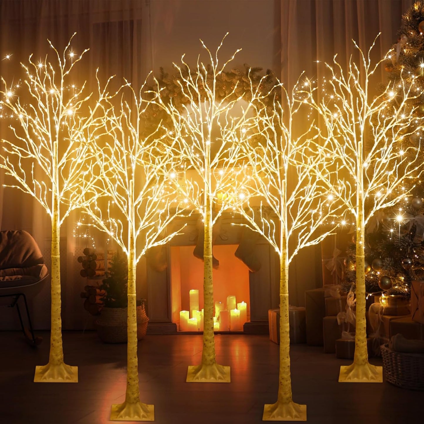 Lighted Birch Tree with 400 LED Lights for Festive Decor