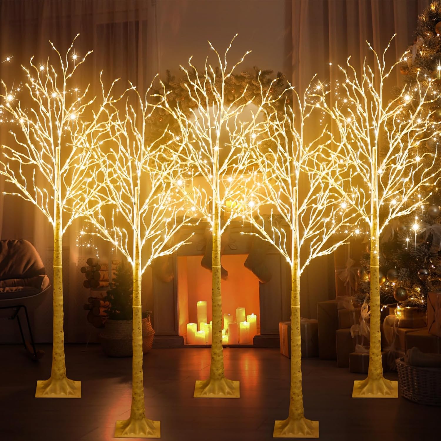 Lighted Birch Tree with 400 LED Lights for Festive Decor