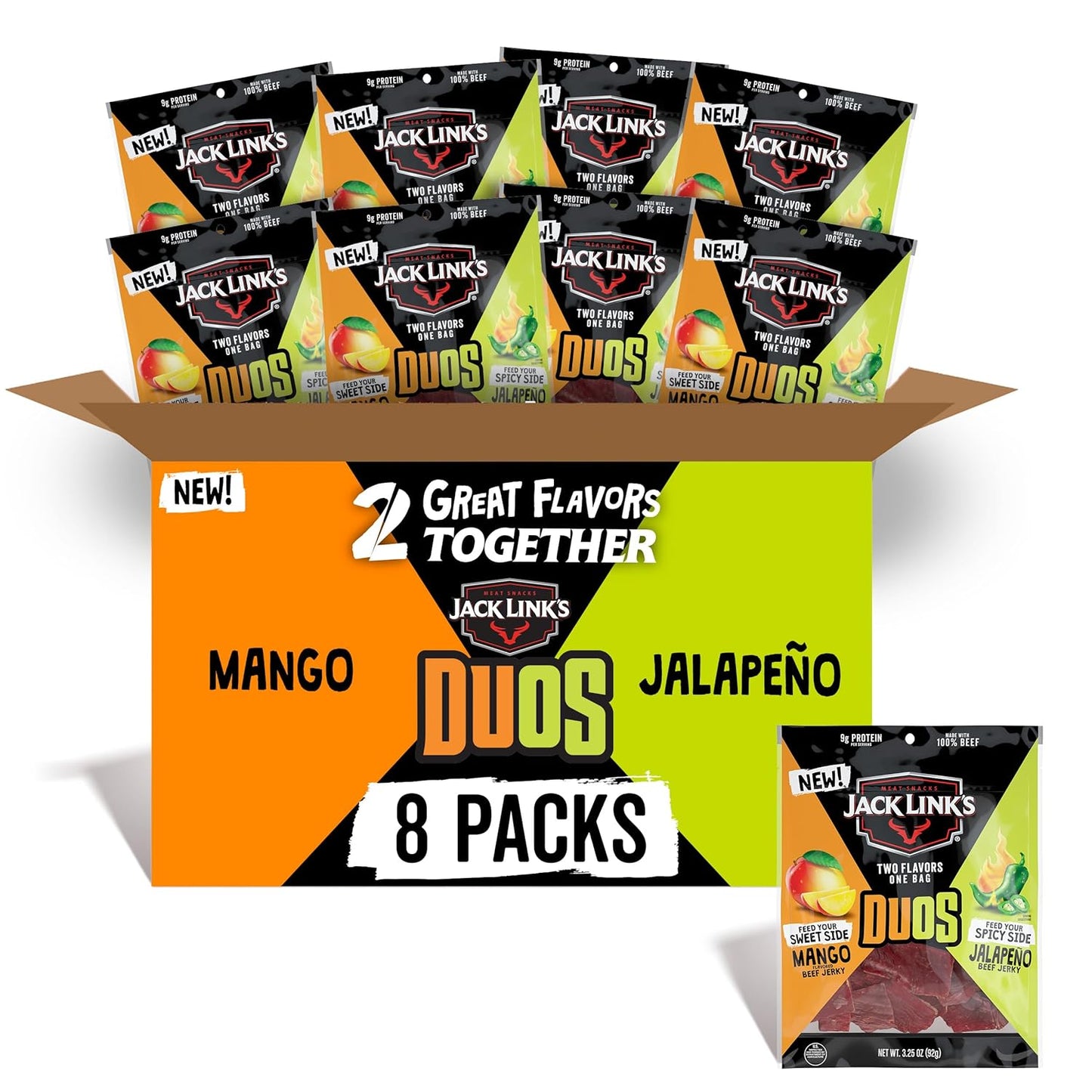 Jack Link's DUOs Jalapeno and Mango Beef Jerky Snack Packs