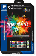 STAEDTLER Pigment Arts Brush Pen 60ct - Vibrant, Lightfast Set