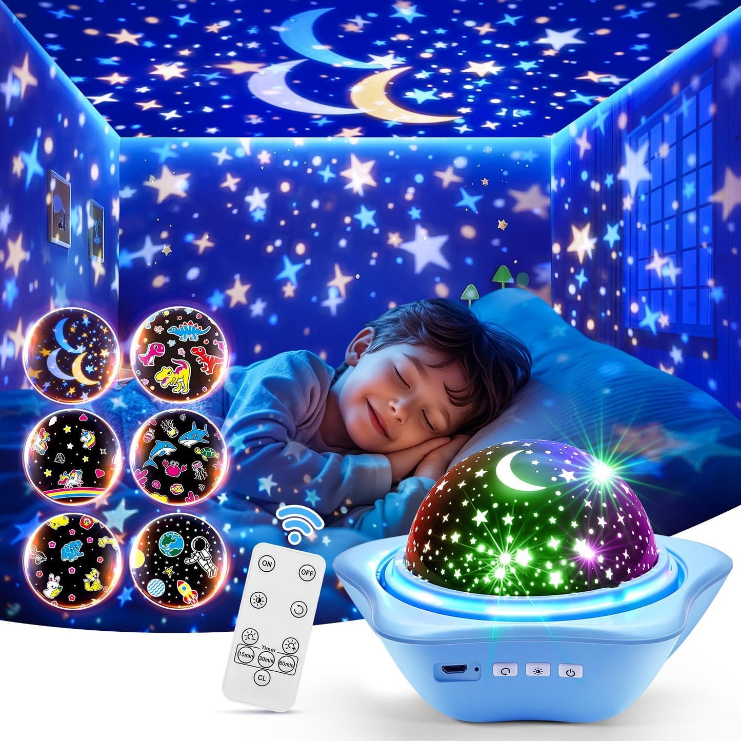 360 Rotation Star Projector - 42 Modes, Remote Control