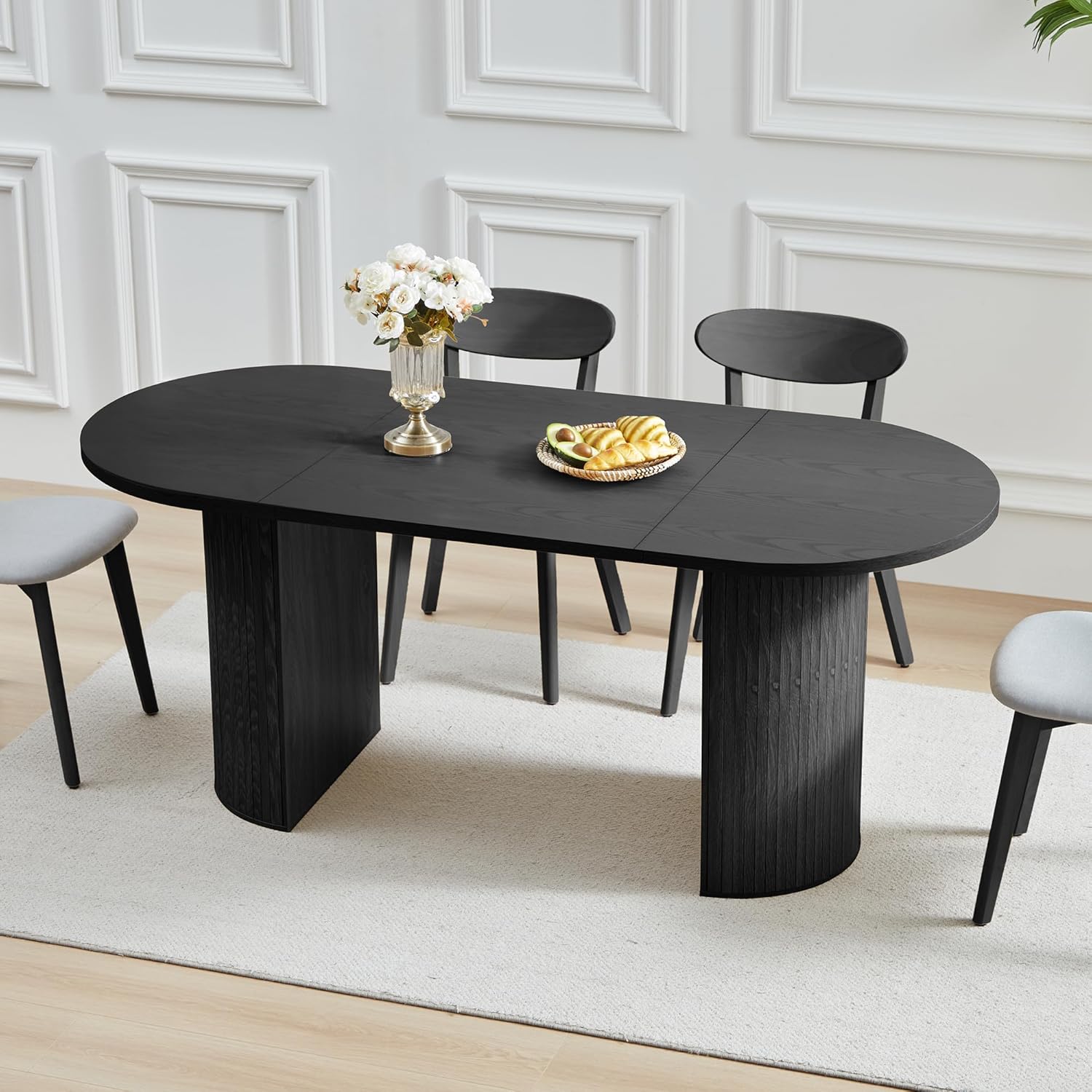 70.8 Inch Dining Table for 4-6 People, Oval Kitchen Table
