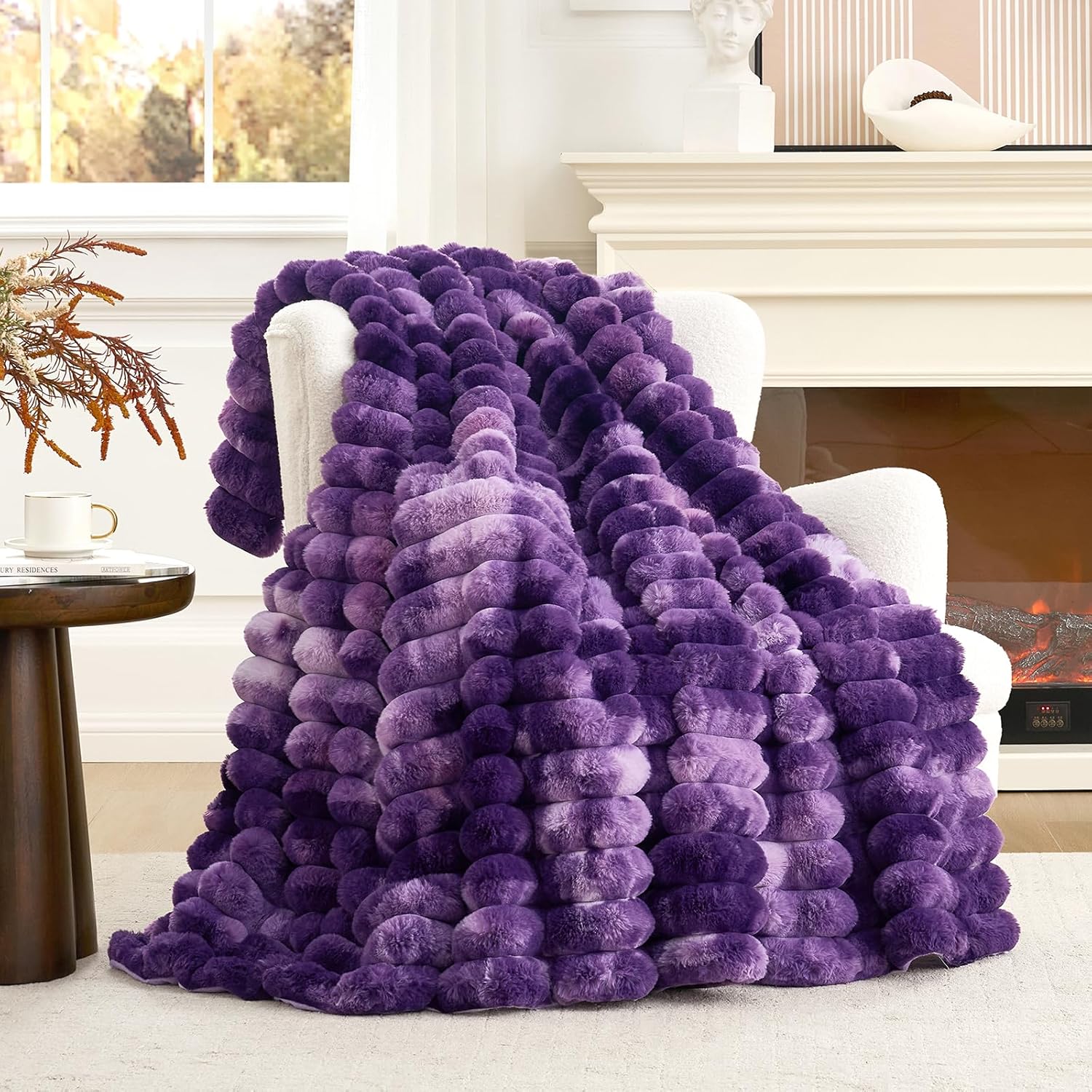 Cozy Bliss Faux Fur Throw Blanket for Couch and Living Room