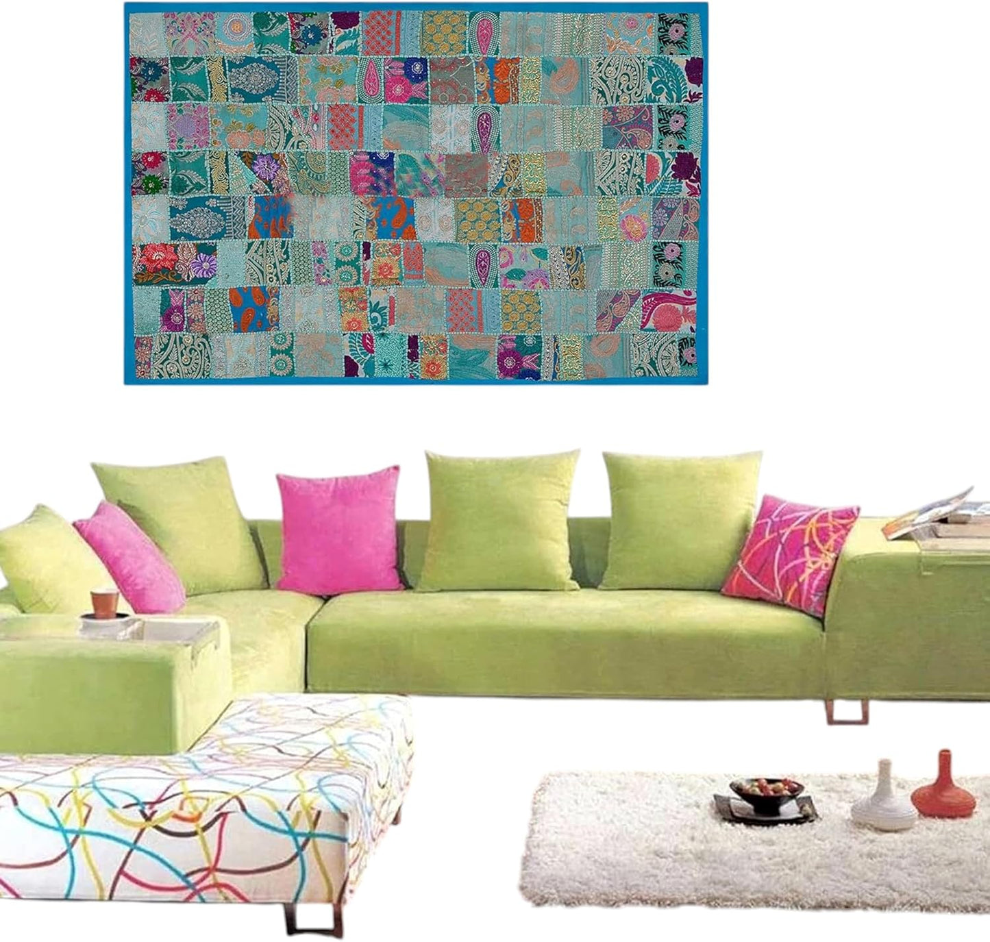 Marusthali Indian Patchwork Wall Hanging Tapestry for Decor