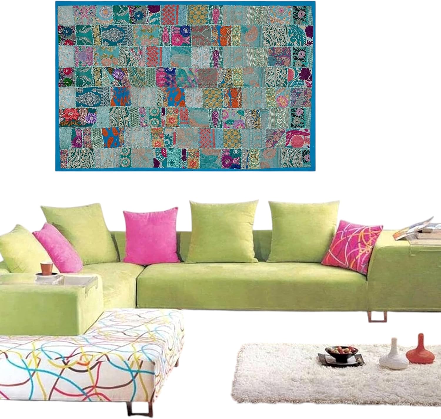 Marusthali Indian Patchwork Wall Hanging Tapestry for Decor