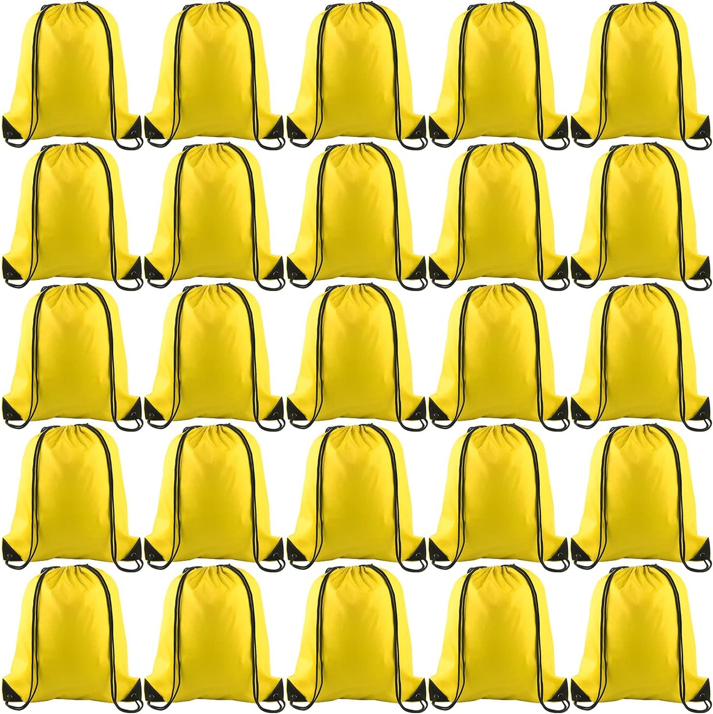 KUUQA 50Pcs Yellow Drawstring Backpacks for Gym and Travel