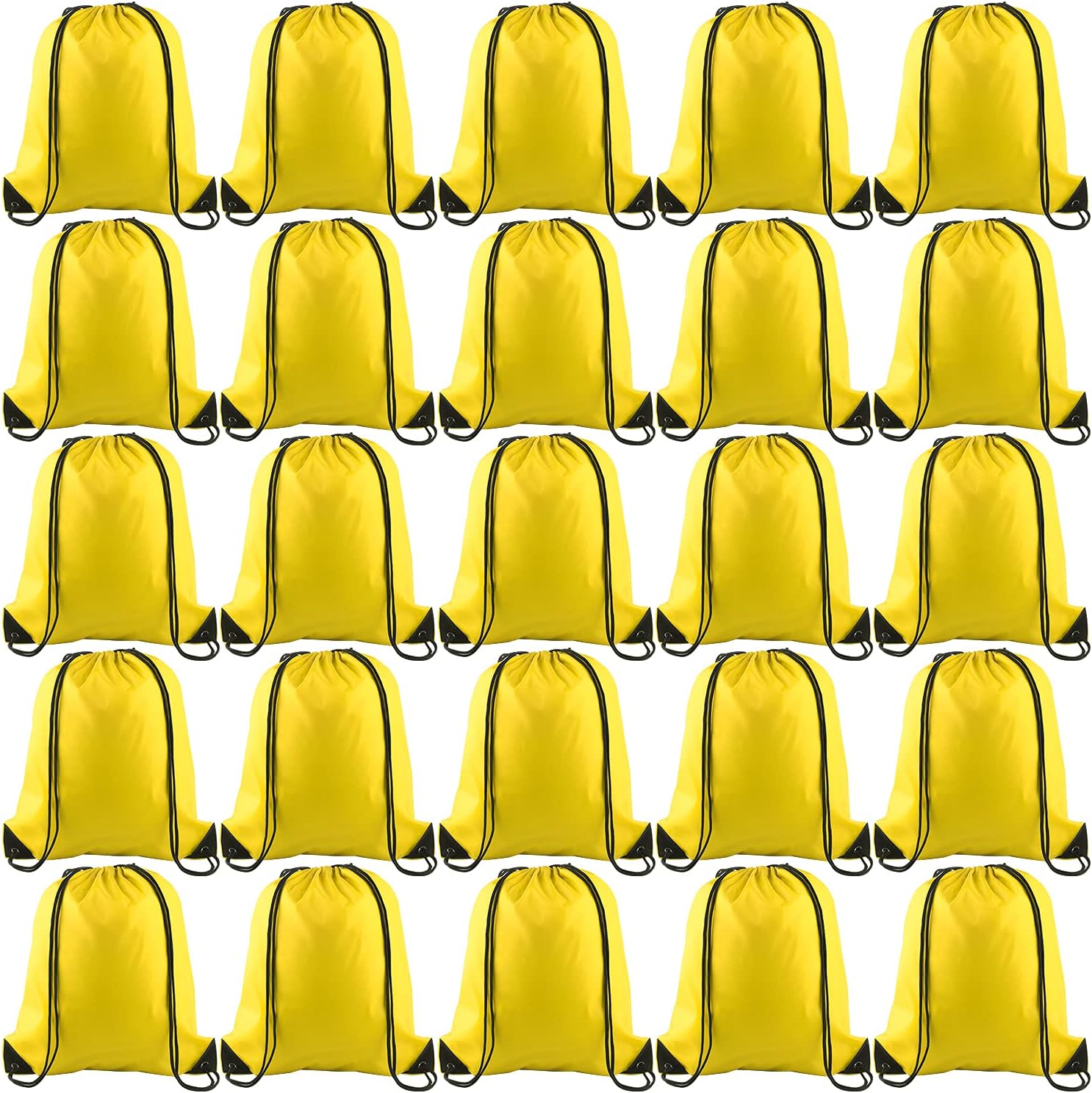 KUUQA 60Pcs Yellow Drawstring Backpacks for Gym and Travel