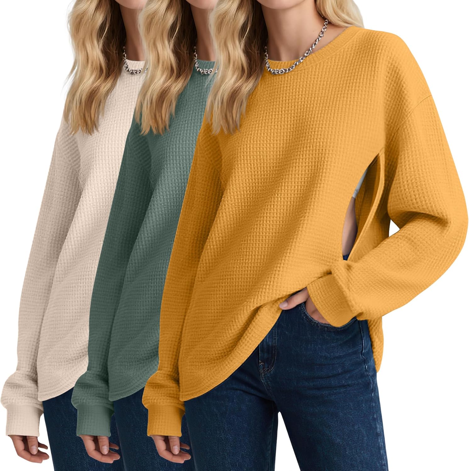 3 Pack Women's Oversized Nursing Tops for Comfortable Breastfeeding